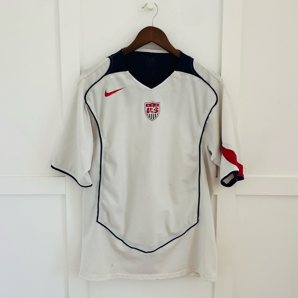 USA SOCCER JERSEY - White and Navy Soccer Jersey with Red Accents